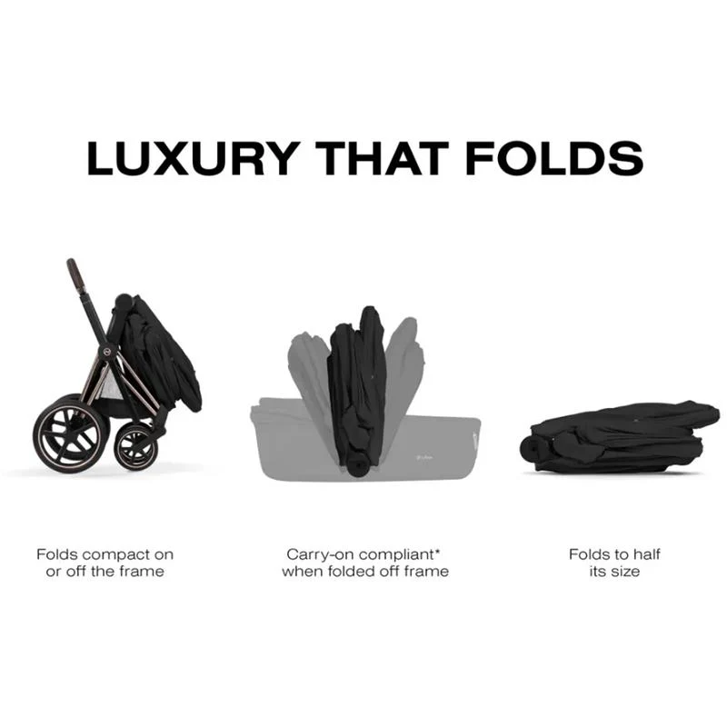 Cybex Priam Fold Lux Carry Cot, Sepia Black - Image 5