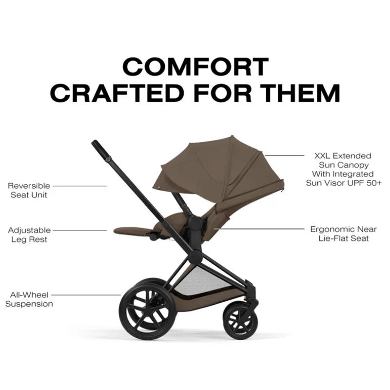 Cybex Priam Stroller Matte Black Frame/Coconut Brown Lux Seat - Image 5