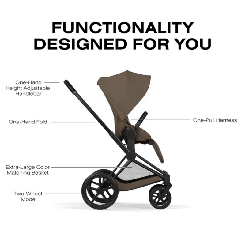 Cybex Priam Stroller Matte Black Frame/Coconut Brown Lux Seat - Image 6