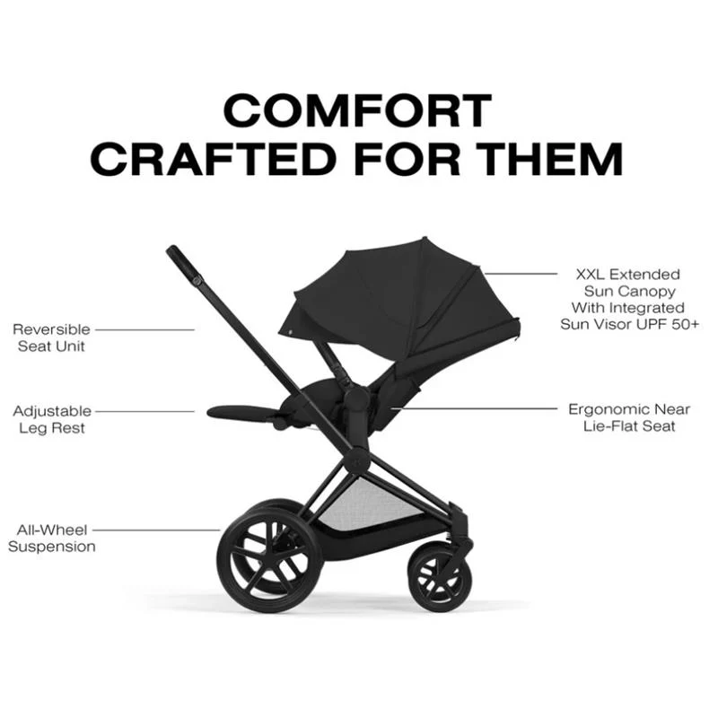 Cybex Priam Stroller Matte Black Frame/Sepia Black Lux Seat - Image 5