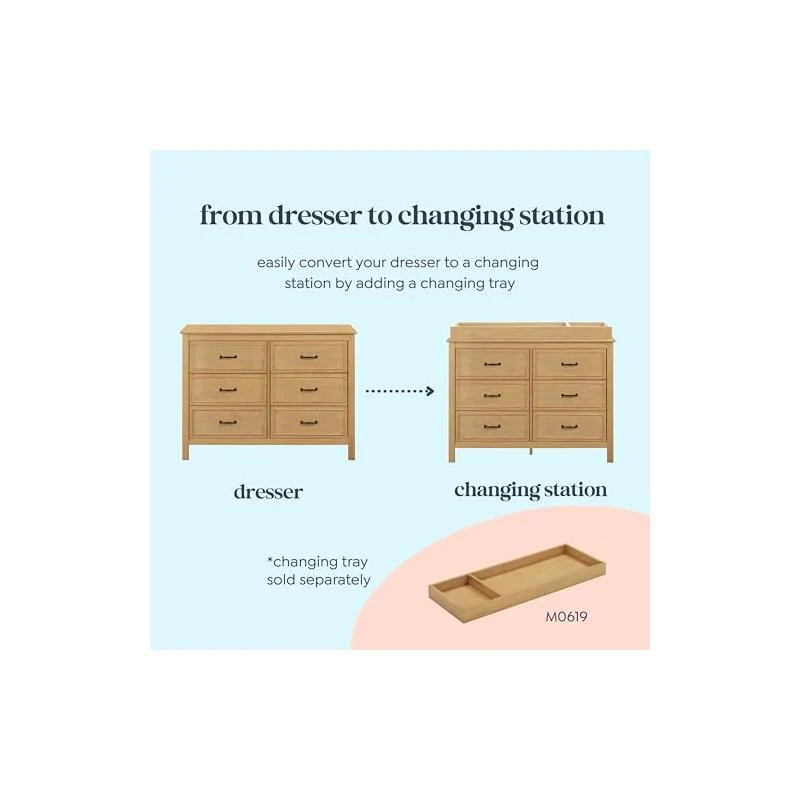 Davinci Charlie 6-Drawer Baby Dresser, Honey - Image 6