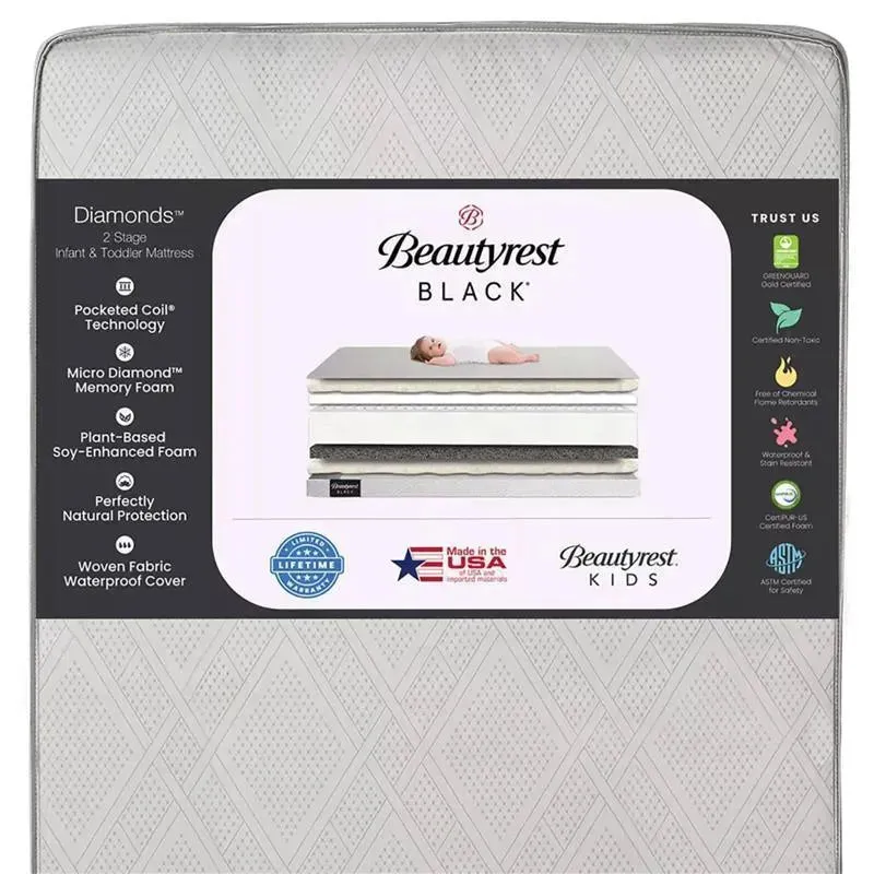 Delta Children - Beautyrest Black Diamond 2 Stage Crib and Toddler Mattress - White - Image 5