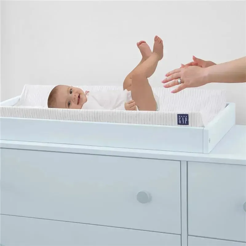 Delta Children - Gap BabyGap Contoured Changing Pad with Cooling Cover, Grey Stripe - Image 2