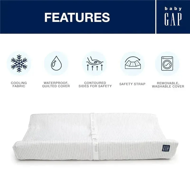 Delta Children - Gap BabyGap Contoured Changing Pad with Cooling Cover, Grey Stripe - Image 5