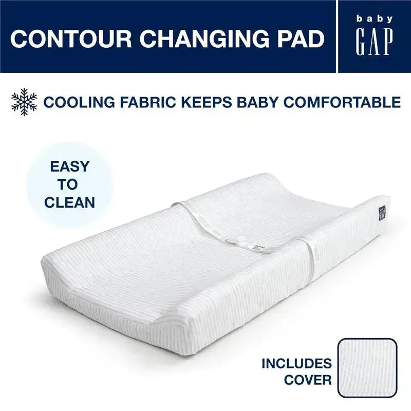 Delta Children - Gap BabyGap Contoured Changing Pad with Cooling Cover, Grey Stripe - Image 7