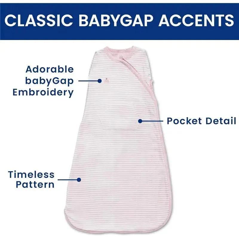 Delta Children - Gap babyGap TrueSleep Sleep Sack, 6-12 Months, Pink Stripe - Image 4