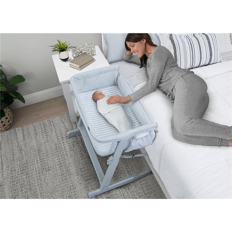 Delta - Whisper Bedside Bassinet, Grey Stripes - Image 11