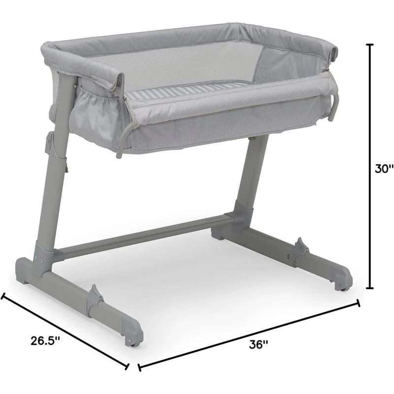 Delta - Whisper Bedside Bassinet, Grey Stripes - Image 7