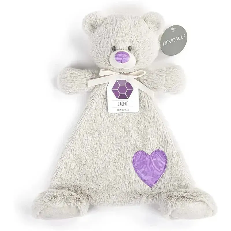 DEMDACO - Birthstone Color Alexandrite and Grey, Stuffed Animal Blankie Bear June - Image 3