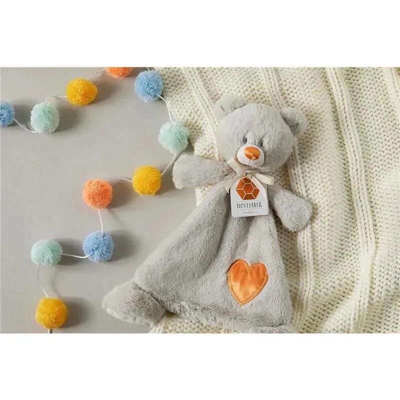 DEMDACO - Birthstone Color Citrine and Grey, Stuffed Animal Blankie Bear November - Image 6