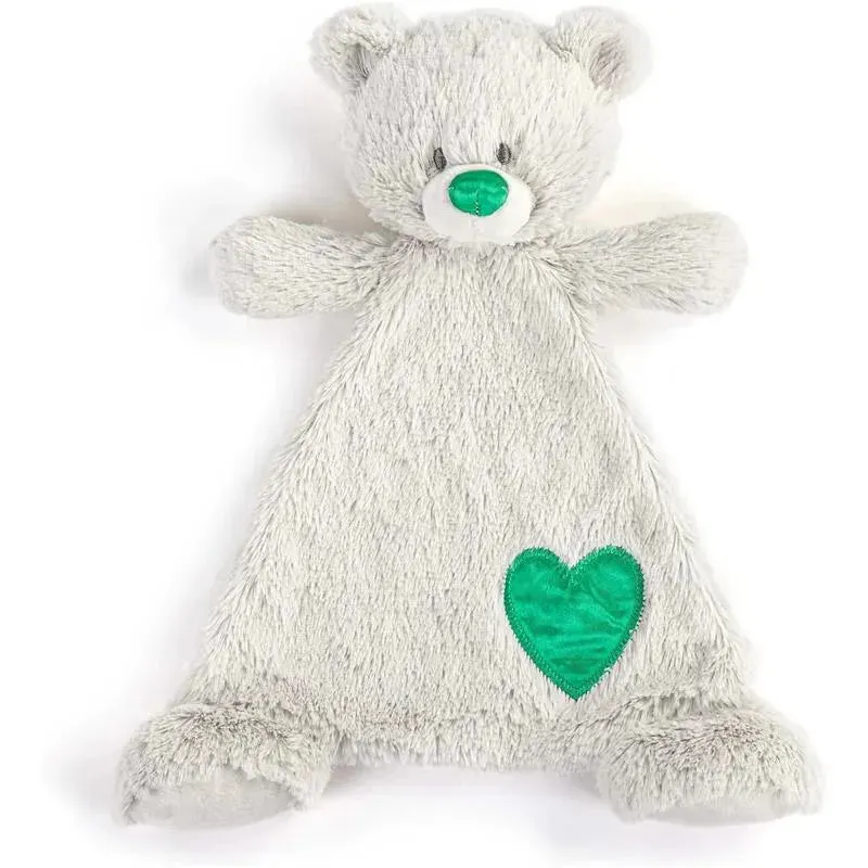 DEMDACO - Birthstone Color Emerald Green and Grey, Stuffed Animal Blankie Bear May