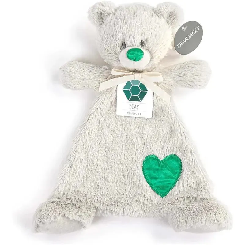 DEMDACO - Birthstone Color Emerald Green and Grey, Stuffed Animal Blankie Bear May - Image 3
