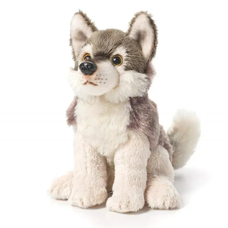 DEMDACO - Little Silver Grey Wolf Children's Plush Beanbag Stuffed Animal Toy