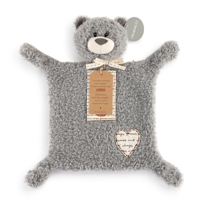 Demdaco - Loved Bear Blankie, Gray