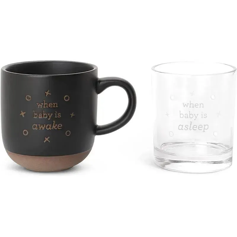 Demdaco - Mug & Whiskey Glass Set, When Baby Wakes/Sleeps