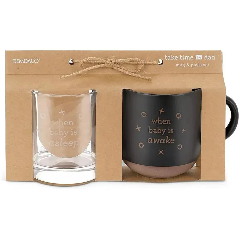 Demdaco - Mug & Whiskey Glass Set, When Baby Wakes/Sleeps - Image 2