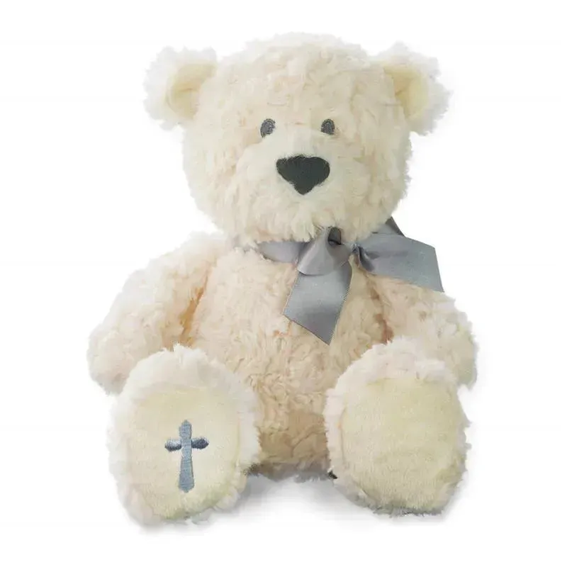 DEMDACO - Nat and Jules The Lord's Prayer Bear With Ribbon, Cross Children's Plush Stuffed Animal