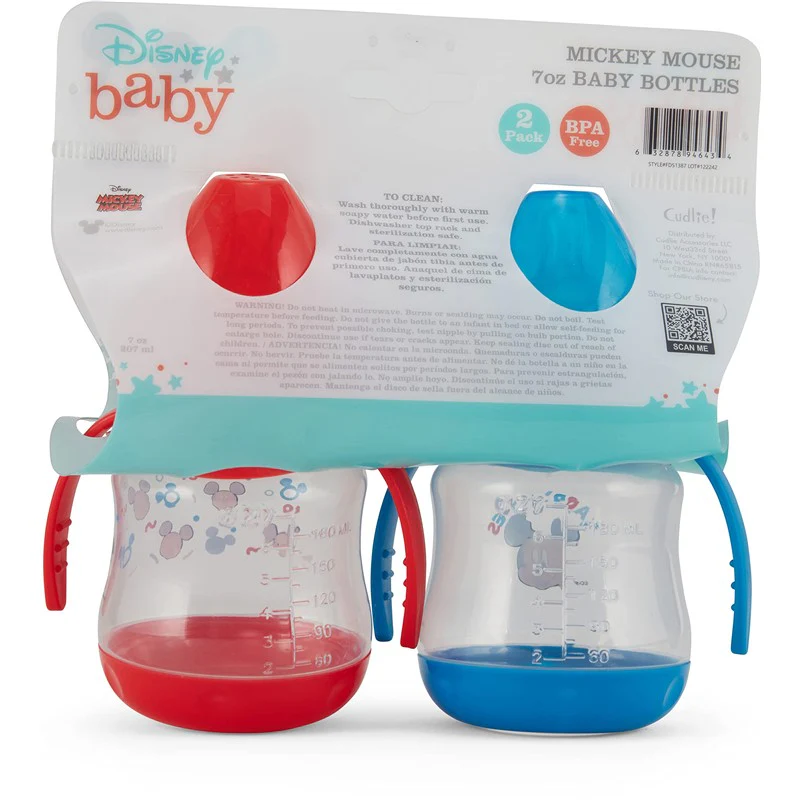 Disney 2 Pack 7 Ounce Baby Bottles with Character Prints and Colored Covers with Double Handle - BPA Free and Easy to Clean - Image 9