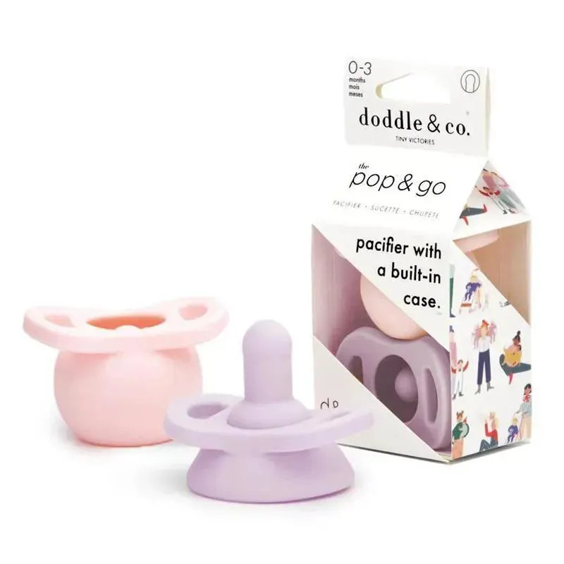 Doddle & Co - Pop & Go Pacifiers, 2Pk, Blush/Lilac