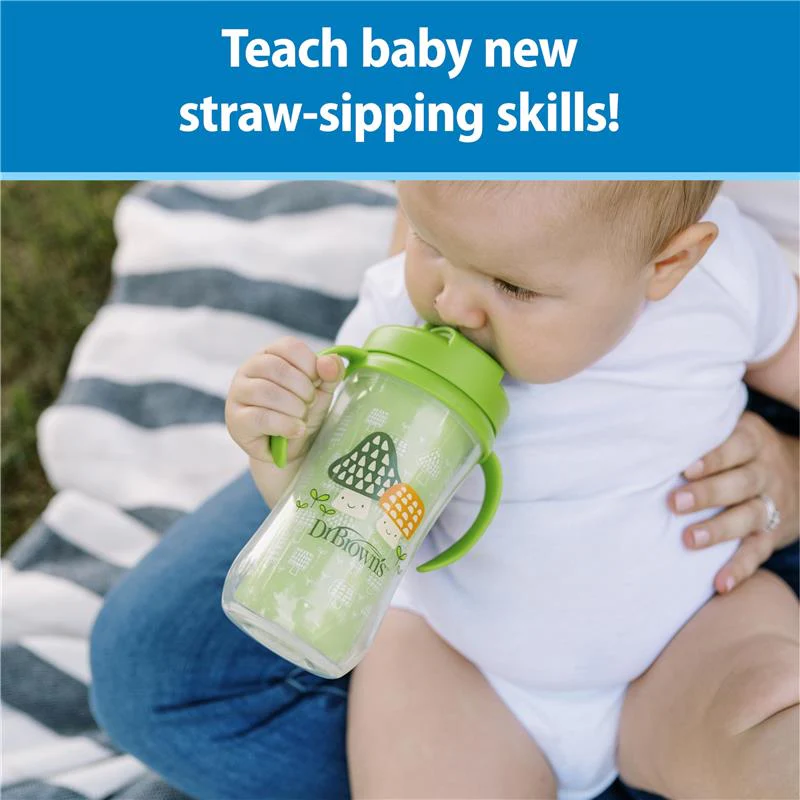 Dr. Brown 10 Oz Insulated Straw Cup, Blue/Green, Outdoor, 2Pk - Image 2