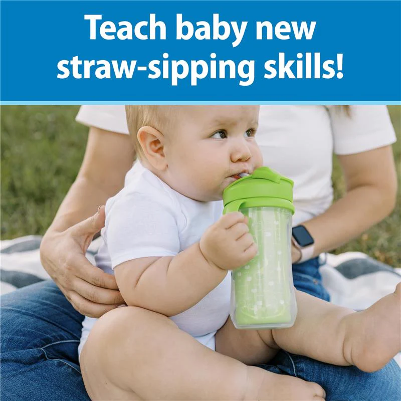Dr. Brown 10 Oz Insulated Straw Cup, Pink/Green, Strawberry Frogs, 2Pk - Image 2