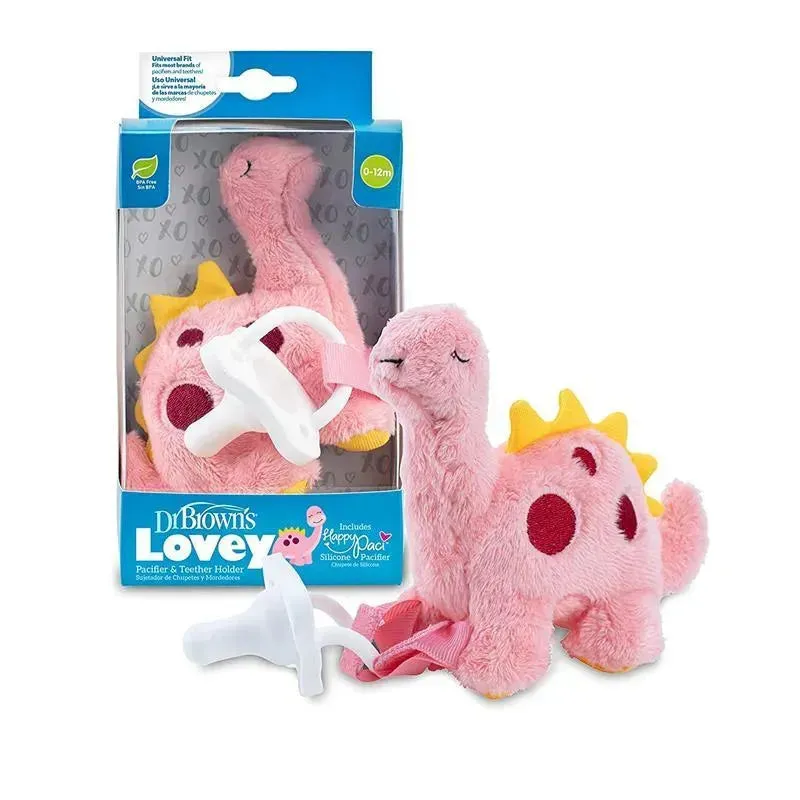 Dr. Brown - Baby Lovey Pacifier Holder & Teether Clip, Dinosaur - Image 2