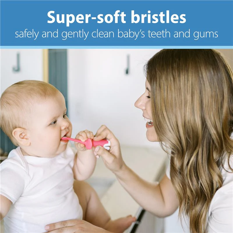 Dr. Brown Infant-To-Toddler Toothbrush, Pink Elephant, With Apple Pear Toothpaste - Image 3