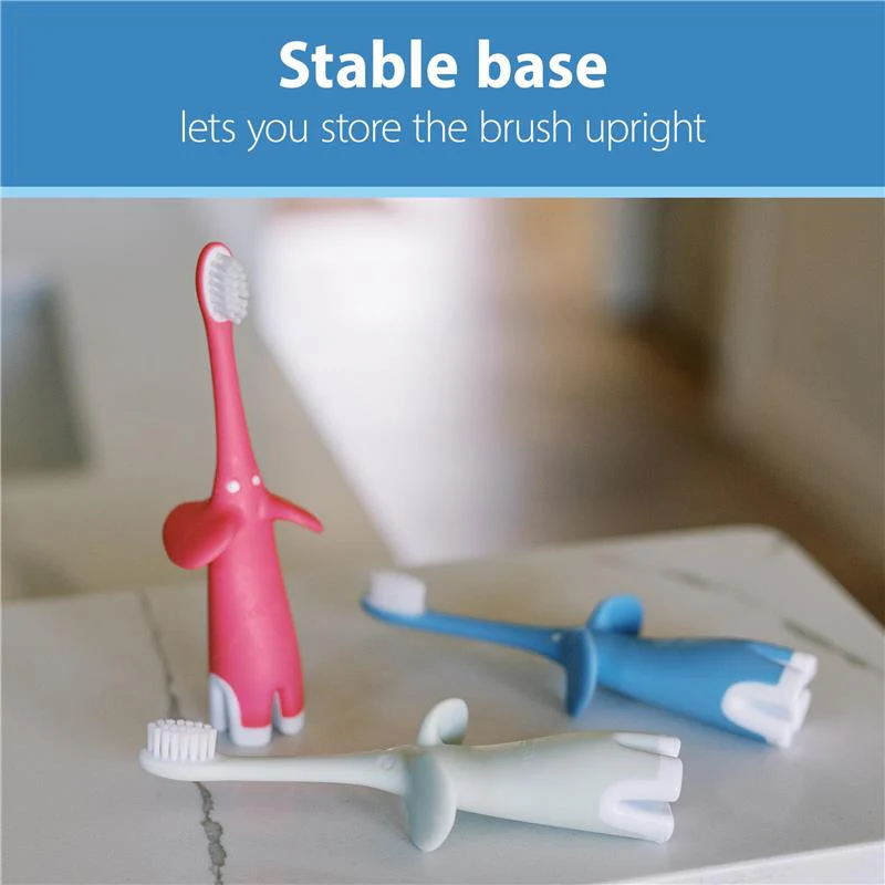 Dr. Brown Infant-To-Toddler Toothbrush, Pink Elephant, With Apple Pear Toothpaste - Image 6