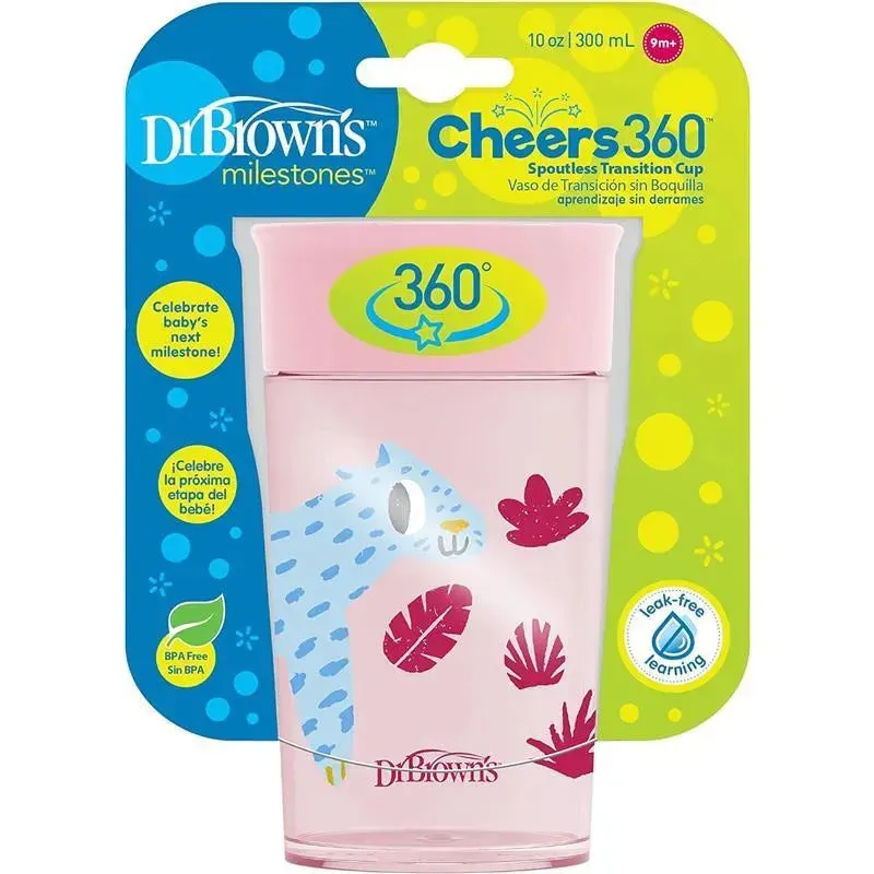 Dr Brown - Milestones Cheers 360 Transition Sippy Cup, Pink Leopard, 10 oz - Image 10