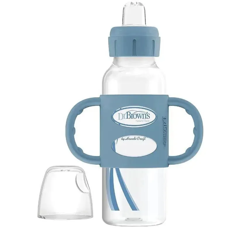 Dr. Brown's - Milestones Narrow Sippy Bottle with Silicone Handles, Light Blue
