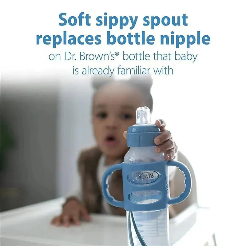 Dr. Brown's - Milestones Narrow Sippy Bottle with Silicone Handles, Light Blue - Image 3