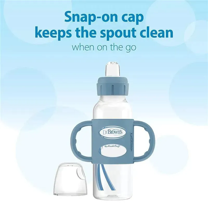 Dr. Brown's - Milestones Narrow Sippy Bottle with Silicone Handles, Light Blue - Image 4