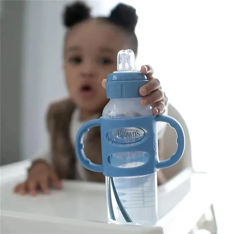 Dr. Brown's - Milestones Narrow Sippy Bottle with Silicone Handles, Light Blue - Image 7