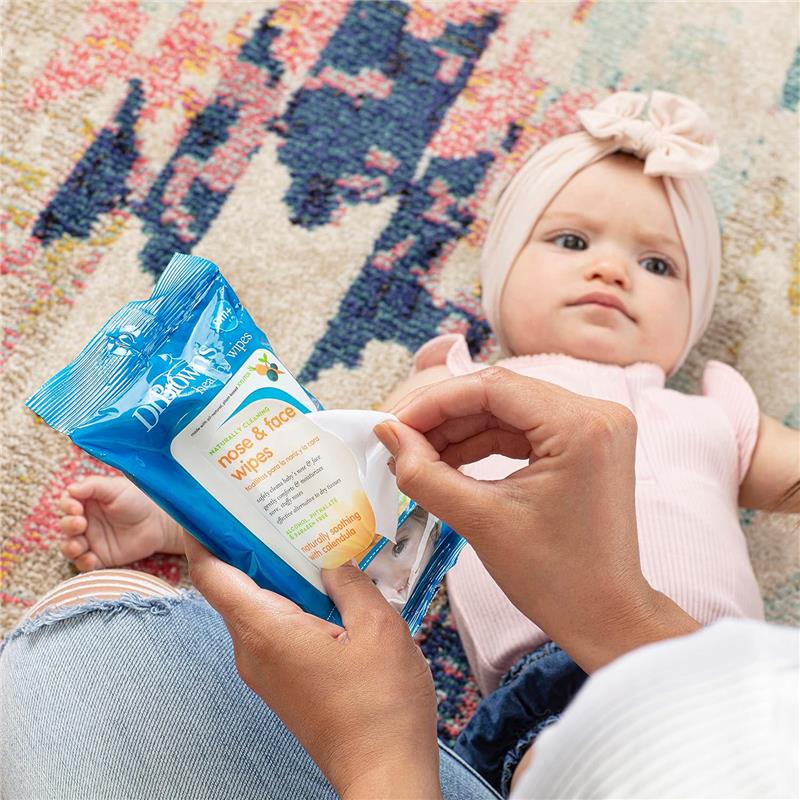Dr. Brown - 30Ct Nose & Face Healthy Wipes, Safe Cleaning & Moisturizing For Babies & Toddlers, Hypoallergenic For Sensitive Skin - Image 2