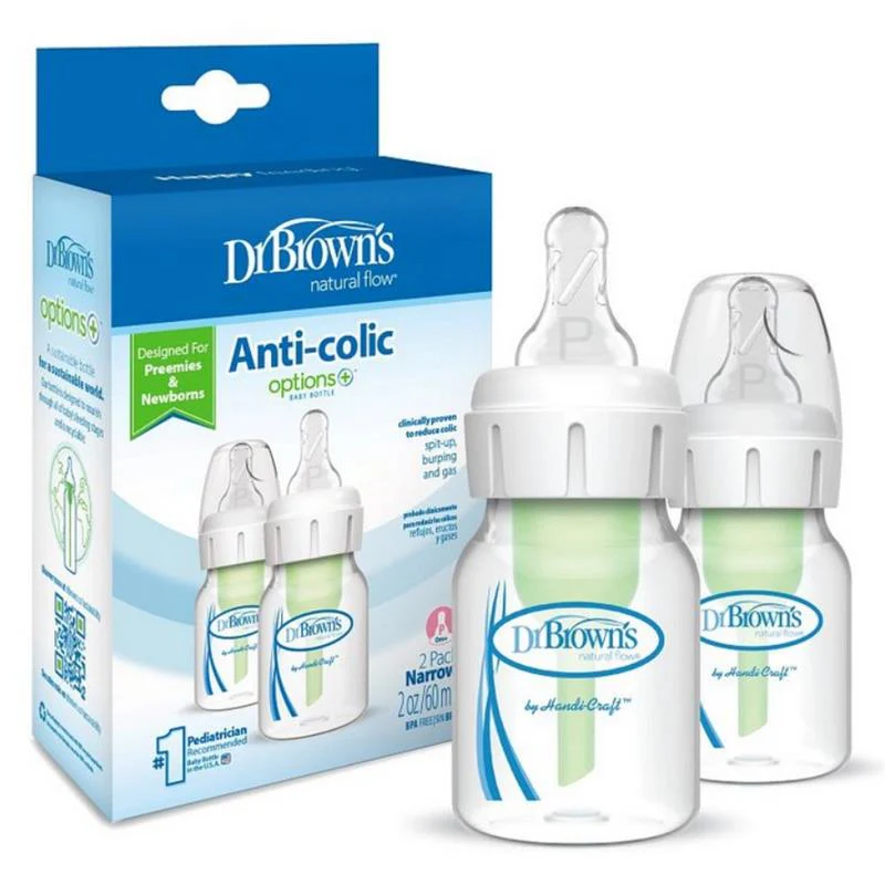 Dr. Brown 2Pk Options Standard Neck Bottle With Preemie Nipple 2 Oz/60 Ml