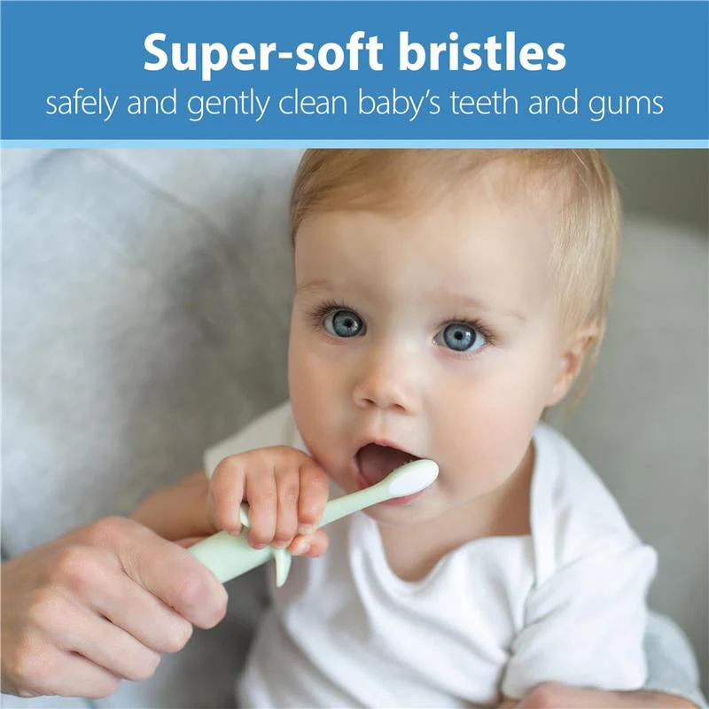 Dr. Brown’s Infant-to-Toddler Training Toothbrush Set, Mint Elephant with Fluoride-Free Strawberry Baby Toothpaste - Image 3