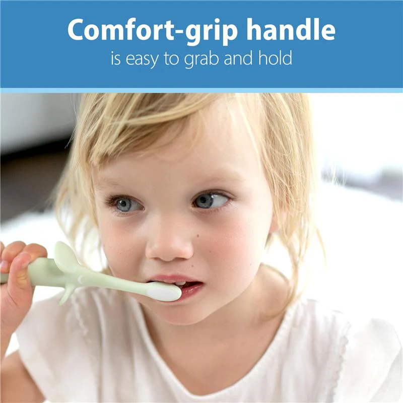 Dr. Brown’s Infant-to-Toddler Training Toothbrush Set, Mint Elephant with Fluoride-Free Strawberry Baby Toothpaste - Image 4