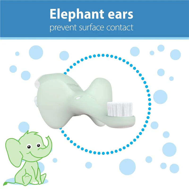 Dr. Brown’s Infant-to-Toddler Training Toothbrush Set, Mint Elephant with Fluoride-Free Strawberry Baby Toothpaste - Image 5