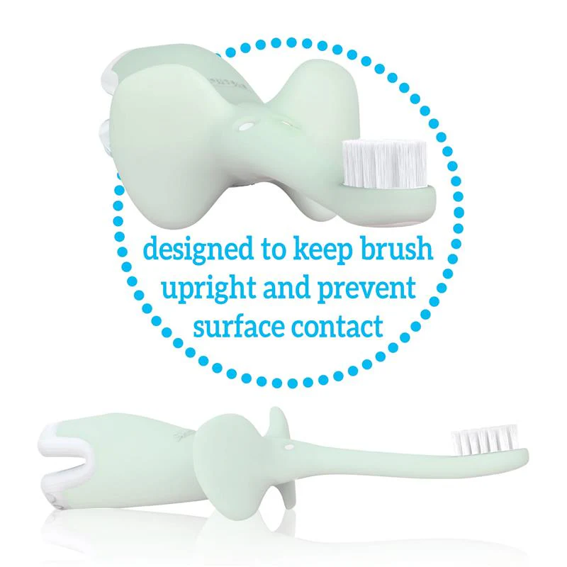 Dr. Brown’s Infant-to-Toddler Training Toothbrush Set, Mint Elephant with Fluoride-Free Strawberry Baby Toothpaste - Image 9