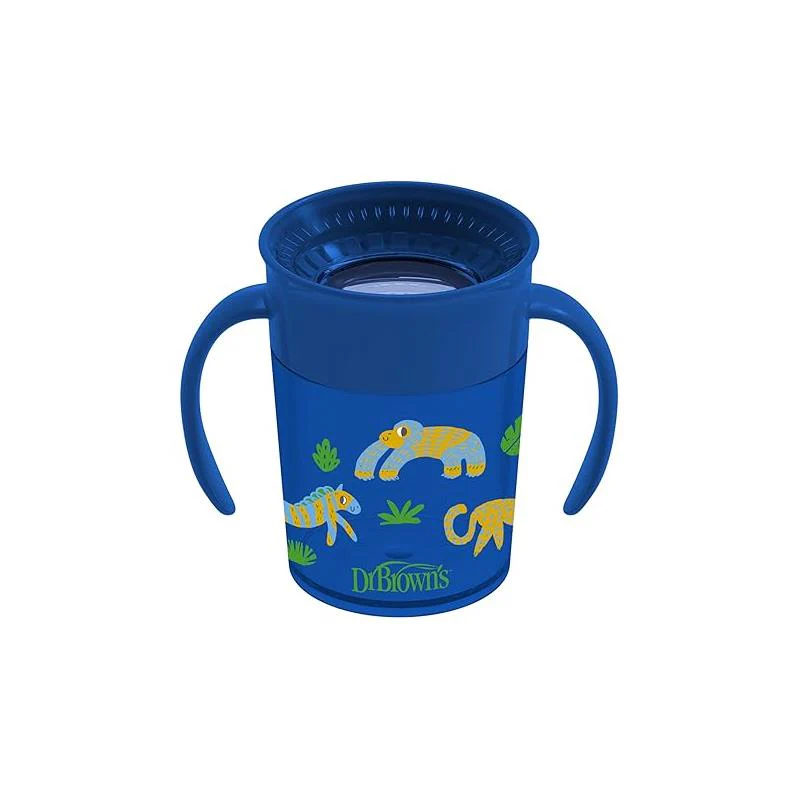 Dr. Brown - Smooth Wall Cheers360 Cup W/ Handles, 7 Oz/200 Ml, Blue Deco (6M+), 1-Pack