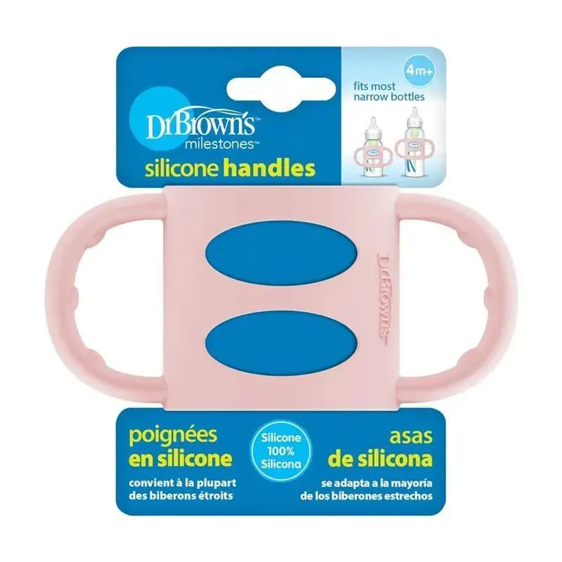 Dr. Brown's 100% Silicone Narrow Baby Bottle Handles, Light Pink