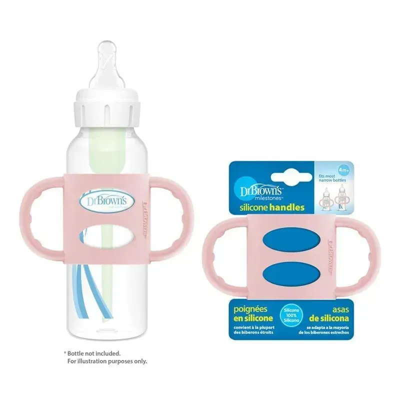 Dr. Brown's 100% Silicone Narrow Baby Bottle Handles, Light Pink - Image 3