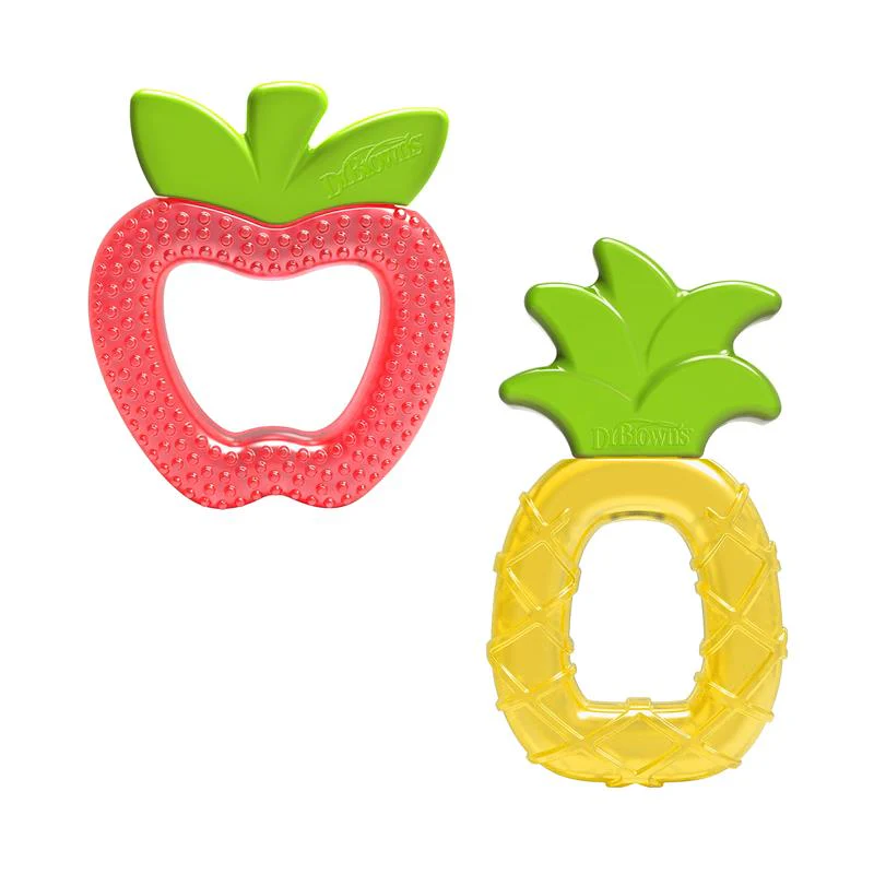 Dr. Brown's 2Pk AquaCool Water-Filled Teether, Apple Pineapple, BPA Free, 3M+