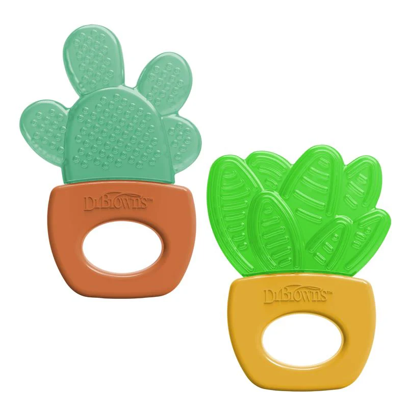 Dr. Brown's 2Pk AquaCool Water-Filled Teether, Green Cactus, BPA Free, 3M+