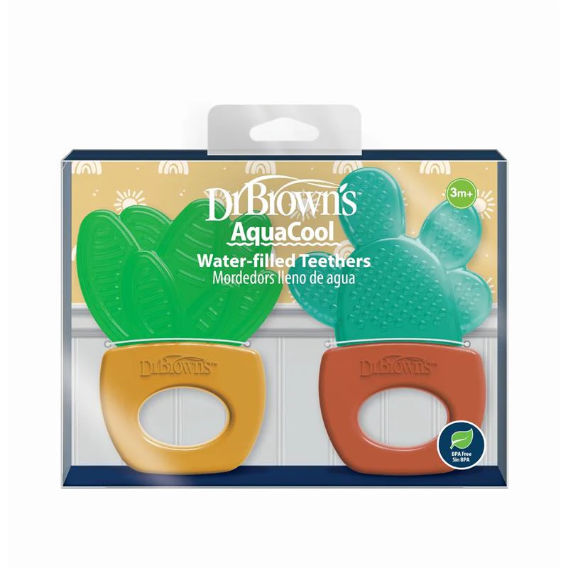 Dr. Brown's 2Pk AquaCool Water-Filled Teether, Green Cactus, BPA Free, 3M+ - Image 8