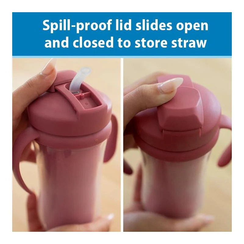 Dr. Brown's 2Pk Milestones Insulated Sippy Cup with Straw and Handles, Pink/Coral, 10 Oz/300 ml - Image 6