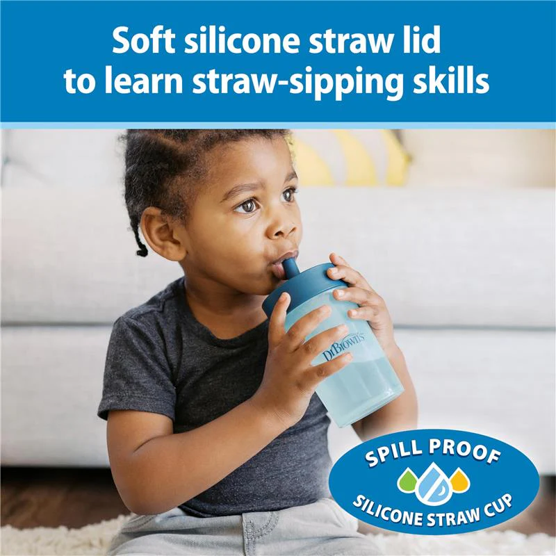 Dr. Brown's 2Pk Milestones Straw to 360° Cup Set, Convertible Toddler Training Cup Set with Interchangeable Silicone Straw and 360 Degree Cup Lids, - Image 3