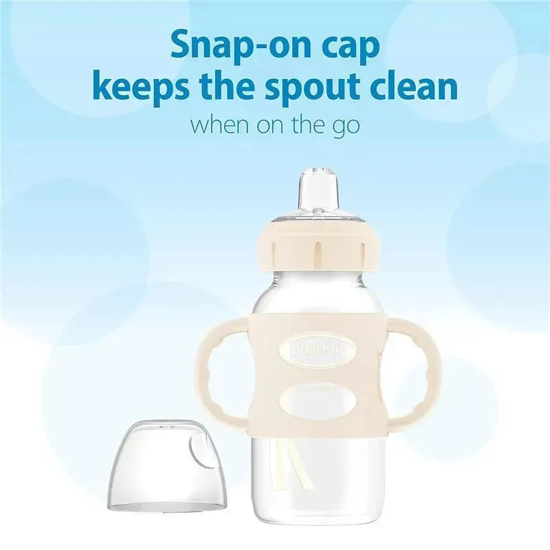 Dr. Brown's - 9 Oz/ 270 Ml Wide-Neck Sippy Spout Bottle With Silicone Handles, Ecru - Image 3