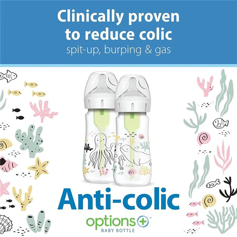 Dr. Brown's - 9Oz/270Ml Options+ Wide-Neck Designer Bottles, Ocean Designs, 2-Pack - Image 2