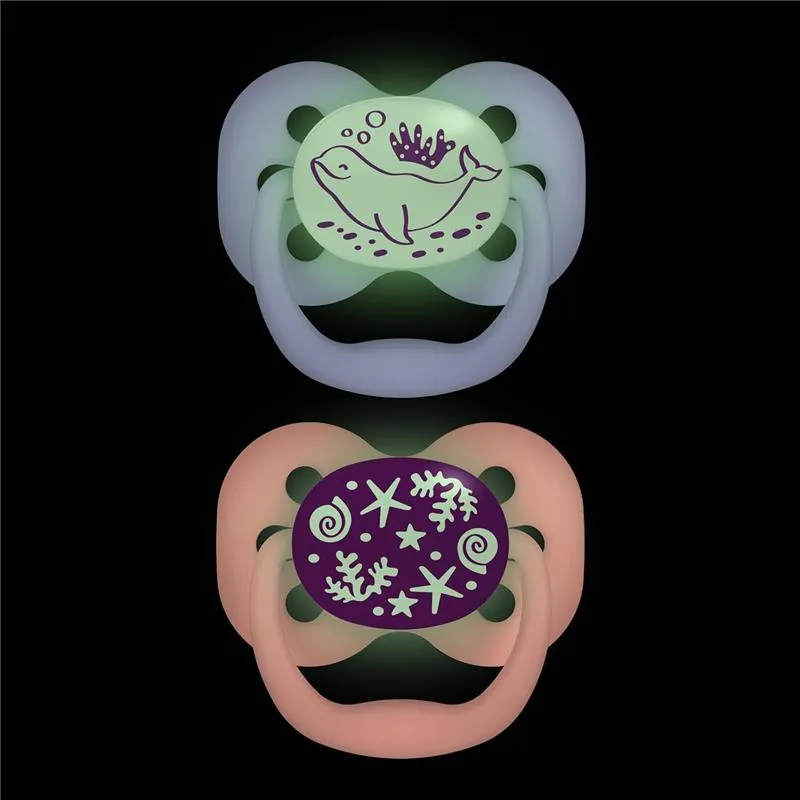 Dr. Brown's Advantage Pacifiers, Stage 1, Glow In The Dark, Coral Ocean, 2-Pack - Image 4